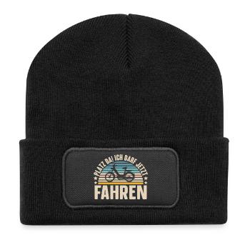 Mofa Führerschein Bestanden Geschenk - Recycelte Patch Beanie - Schwarz - Vorne