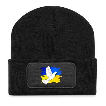 Ukraine flag in national colors and dove of peace - Recycled Patch Beanie - black - Front