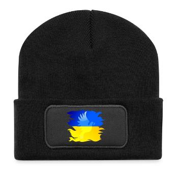 Ukraine flag with dove of peace - Recycled Patch Beanie - black - Front