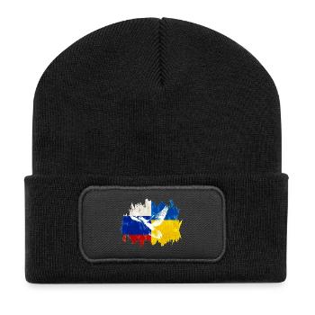 Ukraine Russia Conflict Dove of Peace - Recycled Patch Beanie - black - Front