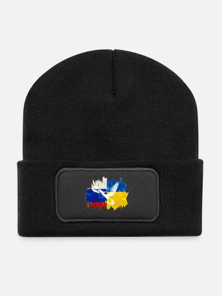 Ukraine Russland Konflikt Friedenstaube - Recycelte Patch Beanie - Schwarz