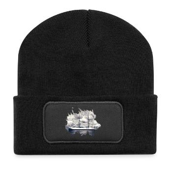 Gorch Fock Segelschiff - Recycelte Patch Beanie - Schwarz - Vorne