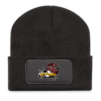 Japanese car Miata Mx5 yellow red - Recycled Patch Beanie - dark grey - Front