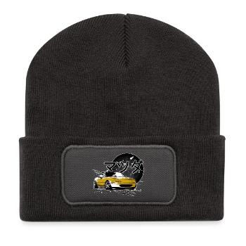 Japanese car Miata Mx5 yellow - Recycled Patch Beanie - dark grey - Front