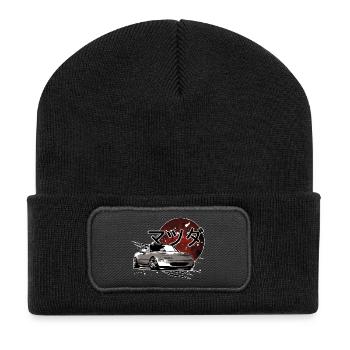 Voiture Mx5 Miata écriture japonaise - Beanie recyclé à patch - noir - Devant