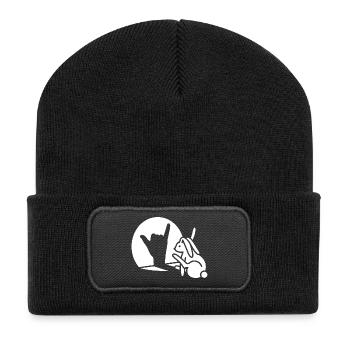 Rabbit Hand Shadow Appelez-vous! Téléphone Téléphone portable - Beanie recyclé à patch - noir - Devant