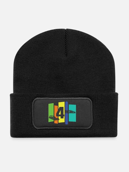 Kind vier Jahre alt - Recycelte Patch Beanie - Schwarz