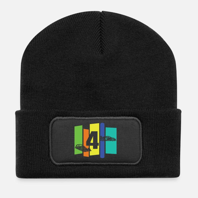Kind vier Jahre alt - Recycelte Patch Beanie - Schwarz