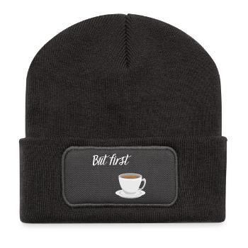 First Coffee - Coffee Design - Recycled Patch Beanie - dark grey - Front