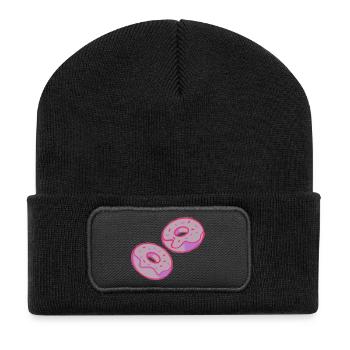 Donuts - Recycelte Patch Beanie - Schwarz - Vorne