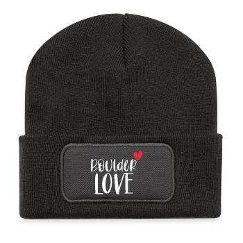 Klettern Bouldern Boulder Liebe Berge Geschenk - Recycelte Patch Beanie - Dunkelgrau - Vorne