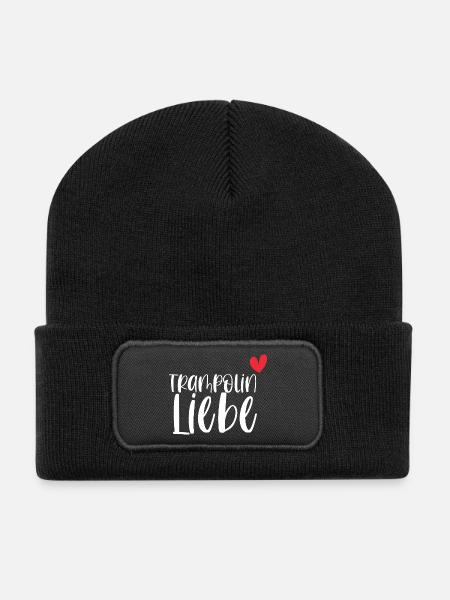 Trampolin Liebe Springen Hobby Geschenk - Recycelte Patch Beanie - Schwarz