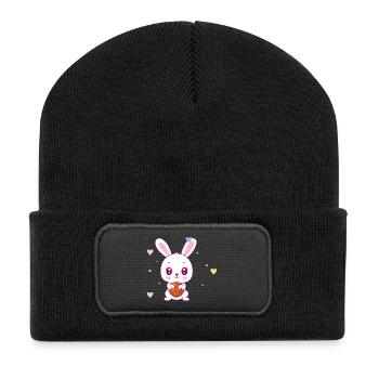 Mignon lapin de basket - Beanie recyclé à patch - noir - Devant