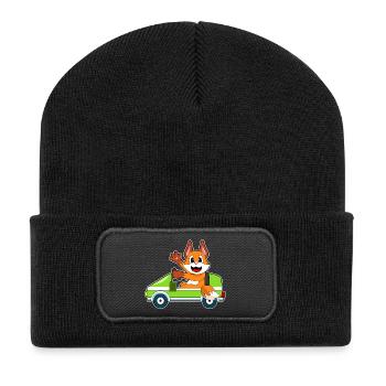 Fuchs Auto - Recycelte Patch Beanie - Schwarz - Vorne