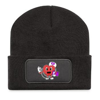 Heart Nurse Stethoscopes - Recycled Patch Beanie - dark grey - Front
