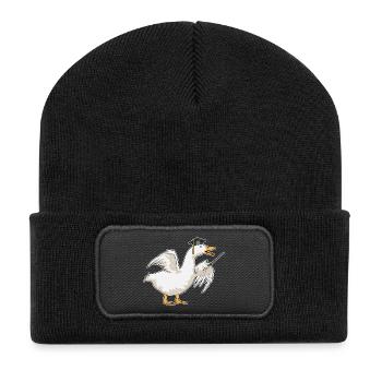 Duck Teacher Pointing Stick School - Recycled Patch Beanie - black - Front