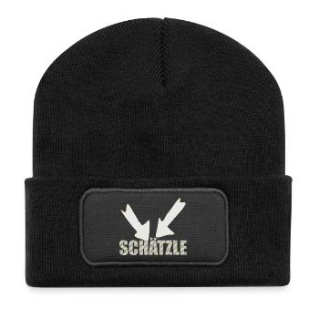 schätzle - Recycelte Patch Beanie - Schwarz - Vorne