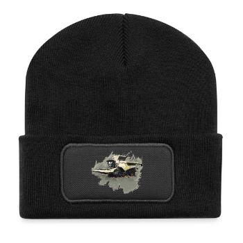 Corn Picker Combine Harvester Tractor - Recycled Patch Beanie - black - Front