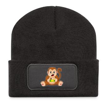Contrôleur Monkey Gamer - Beanie recyclé à patch - charbon - Devant
