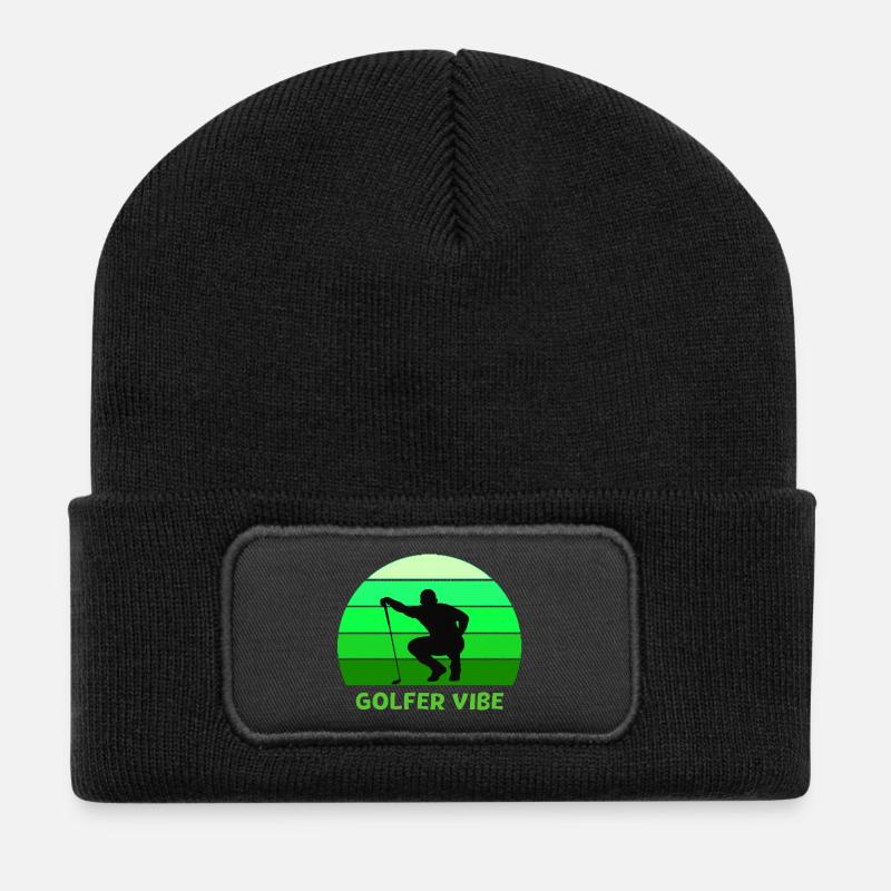 golfen, golfen, golfen, golf spielen - Recycelte Patch Beanie - Schwarz