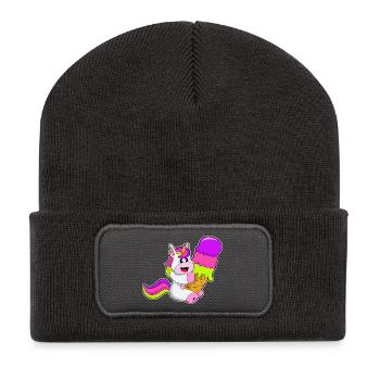 Unicorn Waffle Ice Cream - Recycled Patch Beanie - dark grey - Front