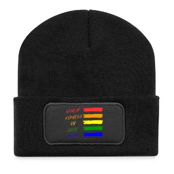 Bunte Friedensbotschaft T-Shirt - Recycelte Patch Beanie - Schwarz - Vorne