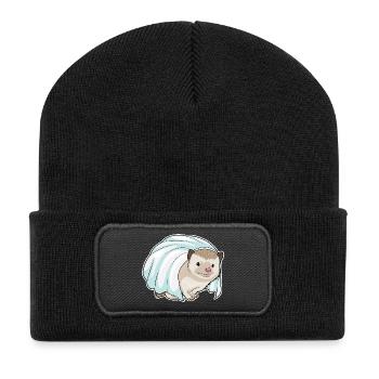 Mariage au voile de mariée hérisson - Beanie recyclé à patch - noir - Devant