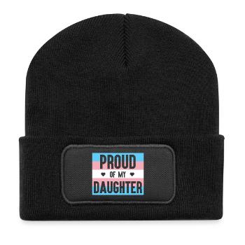 LGBT Pride Month - Stolz auf meine Trans-Tochter - Recycelte Patch Beanie - Schwarz - Vorne