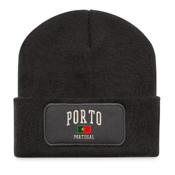 Porto Portugal Vintage Druck - Recycelte Patch Beanie - Dunkelgrau - Vorne