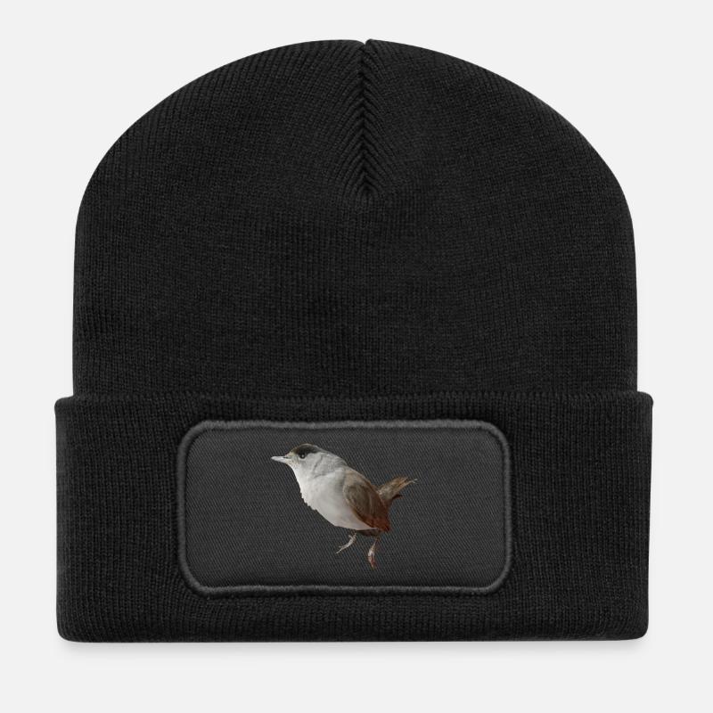 Mönchsgrasmückenmännchen - Recycelte Patch Beanie - Schwarz