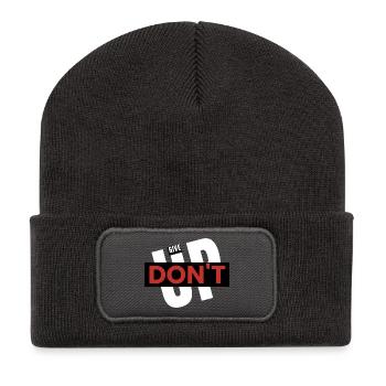'Don't give up' gift, sports motivation - Recycled Patch Beanie - dark grey - Front