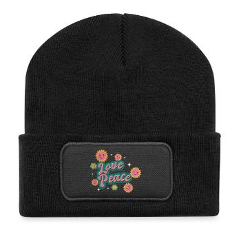 Love peace - Recycled Patch Beanie - black - Front