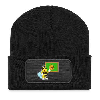 Bee Teacher Pointing Stick School - Recycled Patch Beanie - black - Front