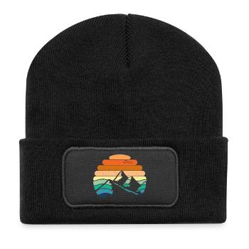 Mountain Landscape Sunset - Recycled Patch Beanie - black - Front