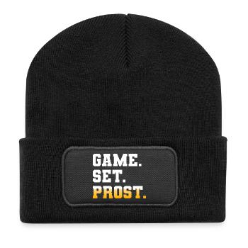Game Set Match Prost Tennis Paddle Bier - Recycelte Patch Beanie - Schwarz - Vorne
