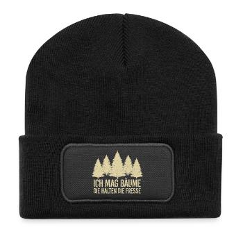 Wandern - Recycelte Patch Beanie - Schwarz - Vorne
