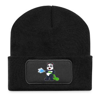 Panda Feuerwehrmann Feuerwehrschlauch Feuerwehr - Recycelte Patch Beanie - Schwarz - Vorne