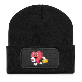 Herz Sekretärin Handtasche Büro - Recycelte Patch Beanie - Schwarz - Vorne