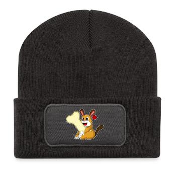 Hund Knochen - Recycelte Patch Beanie - Dunkelgrau - Vorne
