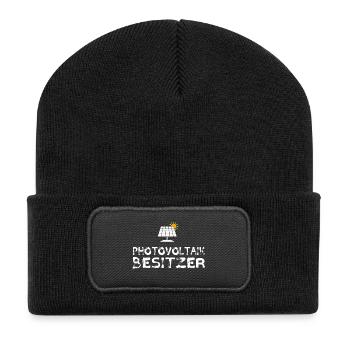 Photovoltaik Besitzer Solar Stromspeicher - Recycelte Patch Beanie - Schwarz - Vorne