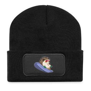 Hedgehog Snowboarder Snowboard - Recycled Patch Beanie - black - Front