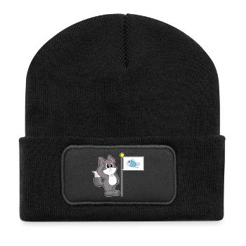 Drapeau de chat - Beanie recyclé à patch - noir - Devant