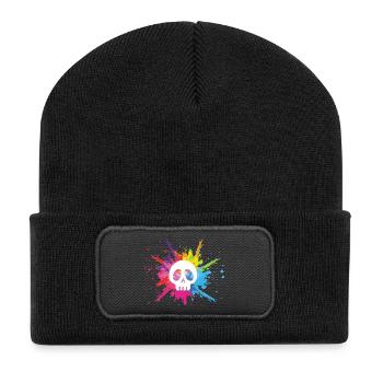White skull and multicolored explosion - Recycled Patch Beanie - black - Front