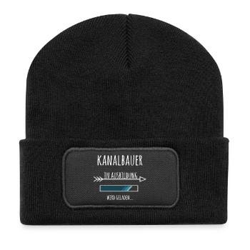 Kanalbauer Ausbildung Beruf Geschenk - Recycelte Patch Beanie - Schwarz - Vorne