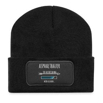 Ausbildung Asphaltbauer Straße Beruf - Recycelte Patch Beanie - Schwarz - Vorne