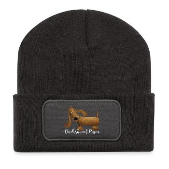 Teckel Papa pour les amateurs de teckels - Beanie recyclé à patch - charbon - Devant