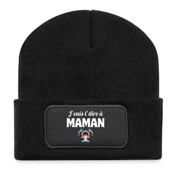 J'vais l'dire à maman, enfant, mère - Beanie recyclé à patch - noir - Devant