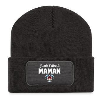 J'vais l'dire à maman, enfant, mère - Beanie recyclé à patch - charbon - Devant