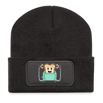Brot Halloween Toaster - Recycelte Patch Beanie - Dunkelgrau - Vorne