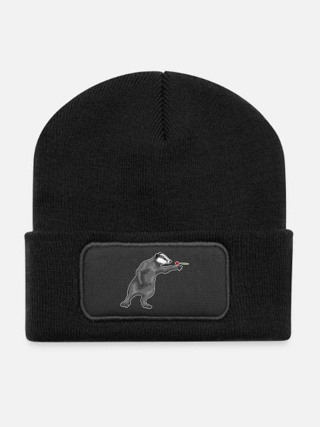Dachs Dart Dartpfeil - Recycelte Patch Beanie - Schwarz